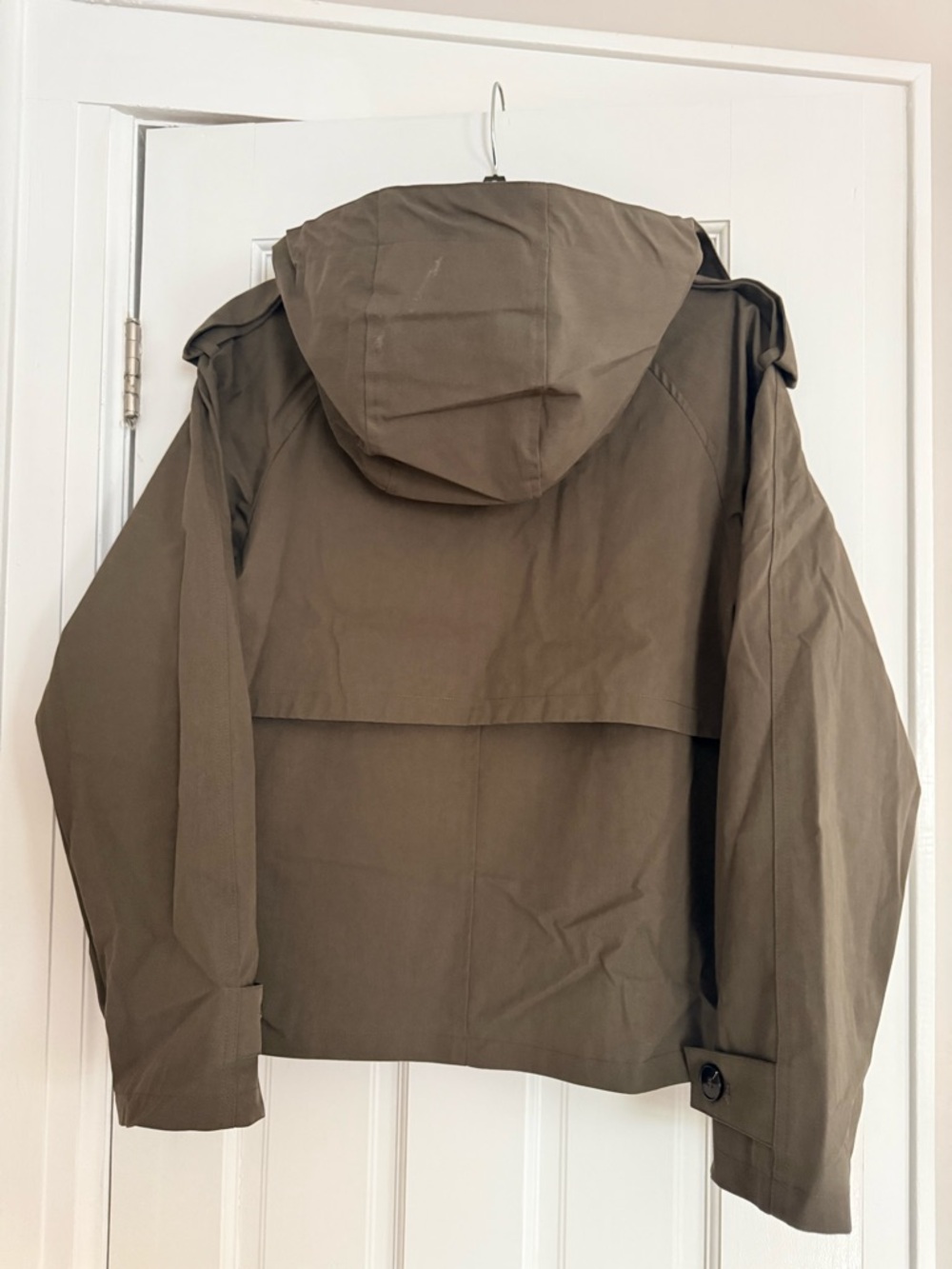 Zara Short Olive Double-Breasted Trench Jacket - Picture 2 of 8